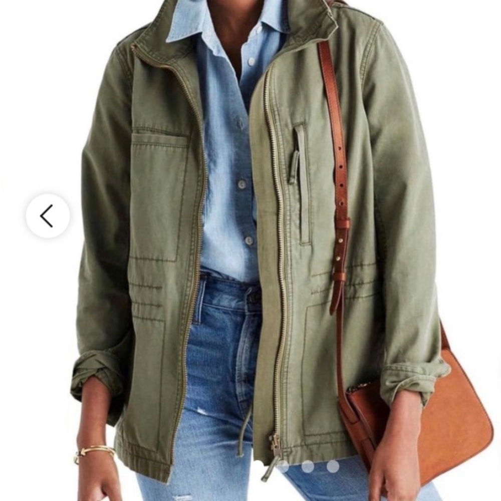 Madewell XS Army Olive Green Full Zip Utility Jacket Washed Twill